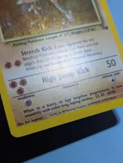 1999 Pokemon HITMONLEE Fossil #7/62 Holo Rare 60HP - Image 4