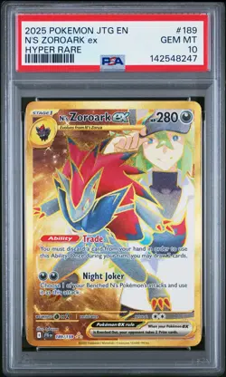 2025 Pokemon JTG EN-Journey Together N'S Zoroark EX Hyper Rare PSA 10 #189 - Image 1