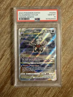 2023 POKEMON SWORD & SHIELD CROWN ZENITH #GG50 FULL ART/DARKRAI VSTAR PSA 10 - Image 1