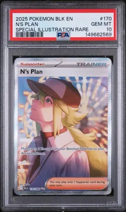 2025 POKEMON BLK EN-BLACK BOLT SPECIAL ILLUSTRATION RARE #170 N'S PLAN PSA 10 - Image 1
