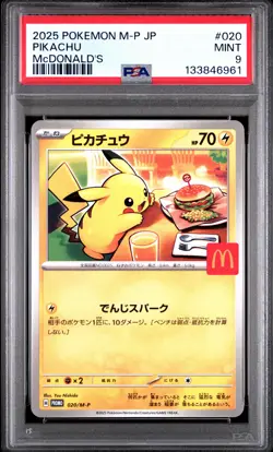 2025 POKEMON JAPANESE M-P PROMO MCDONALD'S #020 PIKACHU PSA 9 - Image 1