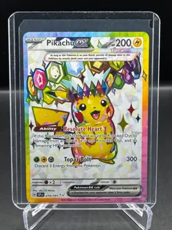 POKEMON! SURGING SPARKS! PIKACHU EX! ULTRA RARE! HOLO! 219/191 - Image 1