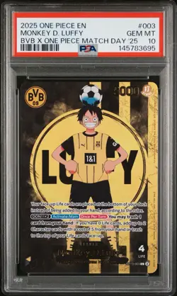 2025 ONE PIECE PROMOS BVB X ONE PIECE MATCH DAY 2025 #003 MONKEY D. LUFFY PSA 10 - Image 1
