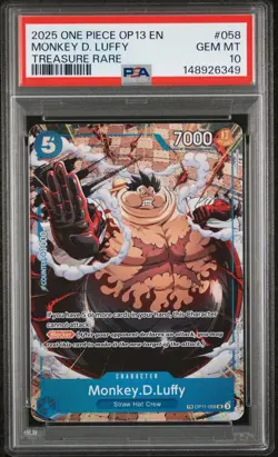 2025 ONE PIECE OP13-CARRYING ON HIS WILL TREASURE RARE MONKEY D. LUFFY PSA 10 - Image 1