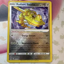 Pokemon Radiant Steelix Radiant Rare Holo Card 124/196 Lost Origin 2022 - Image 1