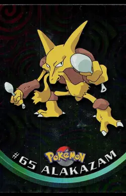 Pokemon Card Topps Series 1 Alakazam #65 Holo Foil Blue Label 1st Print - Image 1