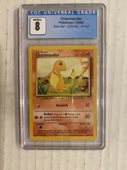 Pokemon TCG Charmander 46/102 Base Set Graded Pokemon Card CGC 8 Mint WOTC 1999 - Image 1