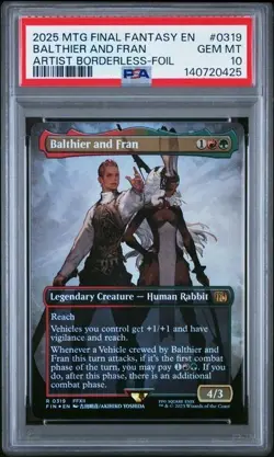 2025 MTG Final Fantasy Balthier and Fran PSA 10 GEM Artist Borderless Foil #0319 - Image 1