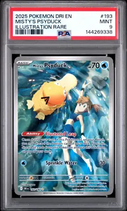 PSA 9 2025 POKEMON MISTY'S PSYDUCK ILLUSTRATION RARE EN DESTINED RIVALS #193 - Image 1