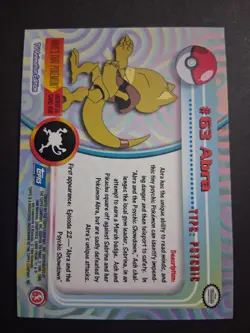 LP #63 Abra Pokemon 1999 Topps TV Animation Edition Series 1 Blue Logo - Image 2