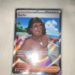 POKEMON SURFER 235/191 SV08 SURGING SPARKS TRAINER FULL ART HOLO ULTRA RARE - Image 1