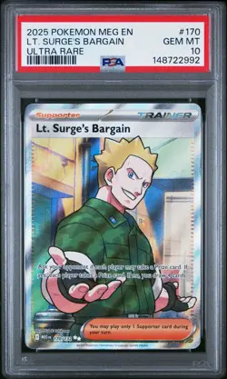 PSA 10 - Lt. Surge’s Bargain Pokemon Mega Evolution Ultra Rare Holo 170/132 - Image 1