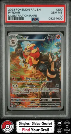 PSA 10 GEM MT Pyroar Illustration Rare #200 2023 Pokemon Paldea Evolved - Image 1