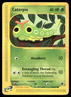2002 Pokemon Caterpie Common Expedition Base Set 96/165 DMG - Image 1