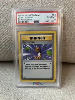 GUST OF WIND #93 PSA 10 1999 POKEMON WOTC SHADOWLESS BASE SET - Image 1