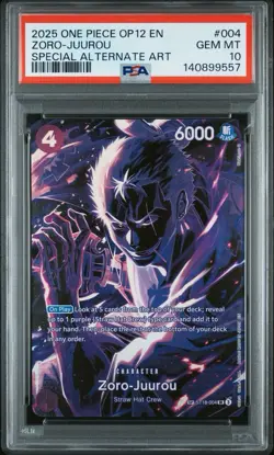 2025 ONE PIECE ST18-004 ZORO JUUROU OP12 LEGACY OF THE MASTER SP PSA 10 GEM MINT - Image 1