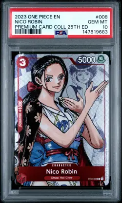 2023 ONE PIECE PREM BANDAI PREM CARD COLL 25TH ED #008 NICO ROBIN PSA 10 - Image 1