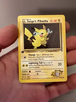 Lt. Surge's Pikachu 81/132 Common 1st Edition Gym Heroes Pokemon Card - Image 1