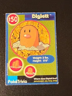 Diglett 50 Pokemon PokeTrivia Burger King - Image 1