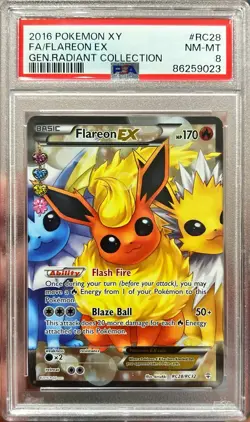 2016 Pokemon XY Generations Radiant Collection Flareon Ex RC28/RC32 PSA 8 NM-MT - Image 1