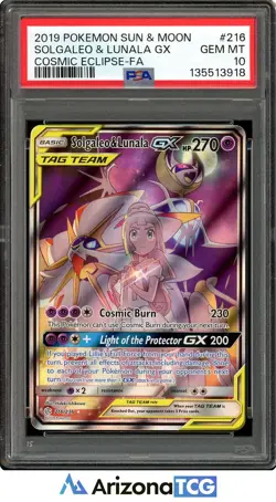 Pokemon 2019 Solgaleo & Lunala GX 216/236 Alt Art Cosmic Eclipse GEM MINT PSA 10 - Image 1