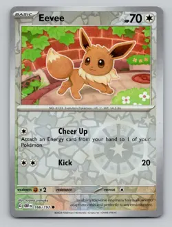 Reverse Holo Eevee 166/197 Common Obsidian Flames Pokemon - Image 1