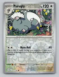 Reverse Holo Purugly 117/142 Common Stellar Crown Pokemon - Image 1