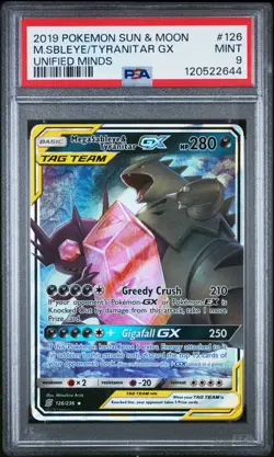PSA 9 Mega Sableye & Tyranitar GX Unified Minds Tag Team Pokemon Card #126 Mint - Image 1