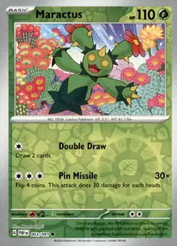2024 Pokemon Paldean Fates Maractus #003/091 Common,Reverse Holo - Image 1