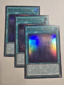 YUGIOH x3 RA05-EN066 DOGMATIKA NATION - ULTRA RARE 1st EDITION - Image 1