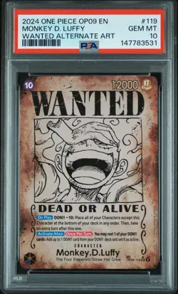 2024 ONE PIECE OP09-EMPERORS IN THE NEW WORLD #119 MONKEY D. LUFFY PSA 10 - Image 1