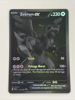 Zekrom EX 172/086 SV: Black Bolt Full Art Holo Black White Rare Pokemon Card - Image 1