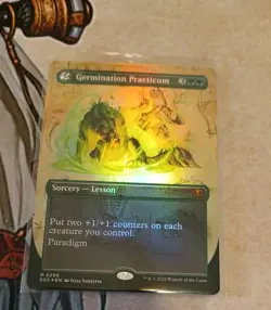Germination Practicum BORDERLESS FOIL Secrets of Strixhaven MTG MINT - Image 1