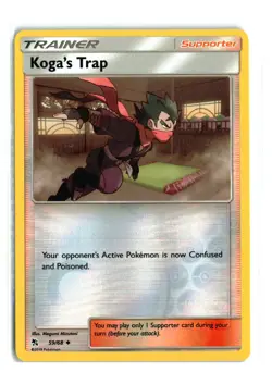 KOGA'S TRAP 59/68 HIDDEN FATES REVERSE HOLO POKEMON TCG NM-LP - Image 1