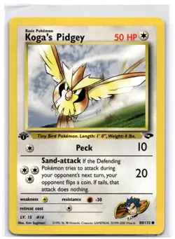 KOGA'S PIDGEY 80/132 COMMON GYM CHALLENGE POKEMON 1ST EDITION NEAR MINT - Image 1