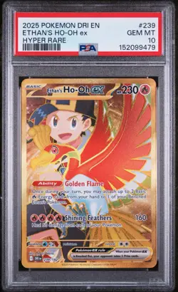 Pokemon TCG Ethan's Ho-Oh Ex 239/182 Sv10 Hyper Rare PSA 10 - Image 1