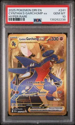 PSA 10 CYNTHIA'S GARCHOMP EX 241 DESTINED RIVALS HYPER RARE GOLD POKEMON BM - Image 1
