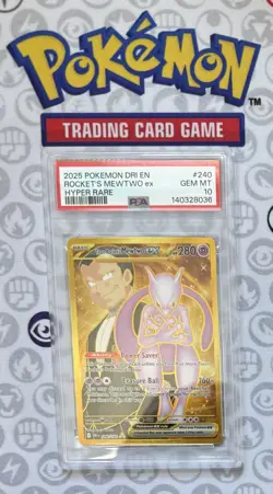 🔥🔥140328036 Team Rocket's Mewtwo ex 2025 Pokemon Destined Rivals #240 PSA 10🔥 - Image 1