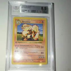 Pokemon Base Set Shadowless 1st Edition Arcanine Beckett 8.5 thick stamp 3D - Image 1