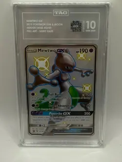 Mewtwo GX SV59/SV94 Hidden Fates: Shiny Vault Holo Full Art TAG GEM MINT 10 - Image 1