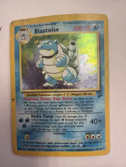 Pokemon Blastoise Base Set Unlimited Holo Rare 2/102 HP/Damaged - Image 1
