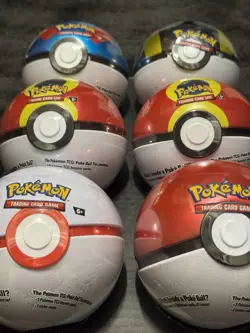 6 Pokemon TCG Poke Ball E25/G25 Tins 18 Booster Packs New In Box Factory Sealed - Image 2