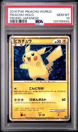 2010 POKEMON WORLD COLL JPN PIKACHU-HOLO PSA 10 - Image 1