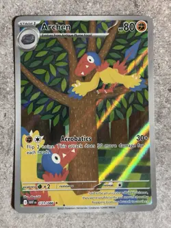Pokemon Archen Holo Card 131/086 SV White Flare 80 HP 30+ Attack Rare - Image 1