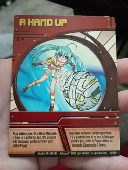 Bakugan Battle Brawlers Ability Card Red A Hand Up Runo Haos 30/48b 2008 - Image 1