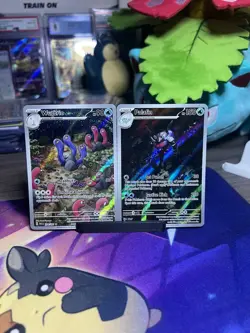 Lot Of TWO (2) Paldean Fates Illustration Rare Shiny Cards Wugtrio & Palafin NM - Image 1