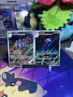 Lot Of TWO (2) Paldean Fates Illustration Rare Shiny Cards Wugtrio & Palafin NM - Image 2