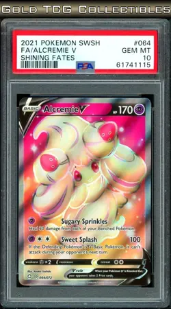 PSA 10 ⭐ Pokemon Alcremie V 064 Shining Fates Full Art Graded Card - Image 1