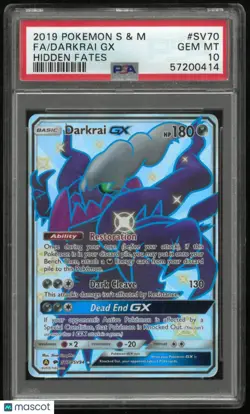 2019 Pokemon Sun & Moon Hidden Fates Darkrai GX Fa Hidden Fates PSA 10 #SV70 - Image 1