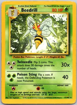 Beedrill 17/102 Rare Base Set Unlimited HP - Image 1